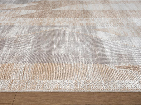 Vogue VG004B Bej Modern Renk Desen 100 Tarak Viskon Salon Halısı İpek Serisi