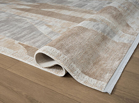 Vogue VG004B Bej Modern Renk Desen 100 Tarak Viskon Salon Halısı İpek Serisi