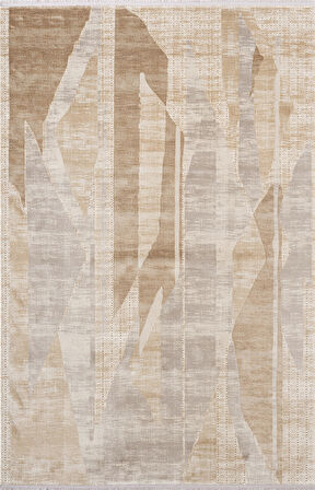 Vogue VG004B Bej Modern Renk Desen 100 Tarak Viskon Salon Halısı İpek Serisi