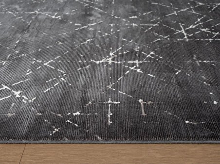 Vogue VG005Z Koyu Gri Modern Renk Desen 100 Tarak Viskon Salon Halısı İpek Serisi