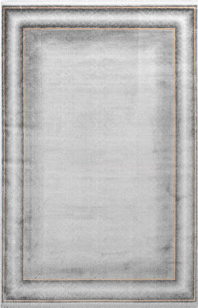 Vogue VG006G Gri Çerçeveli Modern Renk Desen 100 Tarak Viskon Salon Halısı İpek Serisi