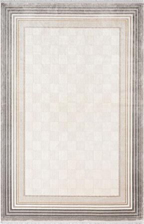 Fresco FC001G Gri Çerçeveli Halı Modern Desen 100 Tarak Viskon Parlak Yumuşak İpek Serisi