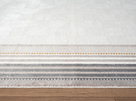 Fresco FC001G Gri Çerçeveli Halı Modern Desen 100 Tarak Viskon Parlak Yumuşak İpek Serisi