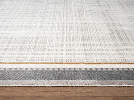 Fresco FC002G Gri Çerçeveli Halı Modern Desen 100 Tarak Viskon Parlak Yumuşak İpek Serisi