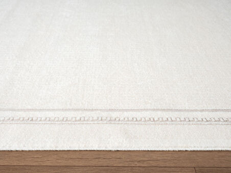 Fresco FC002W Beyaz Çerçeveli Halı Modern Desen 100 Tarak Viskon Parlak Yumuşak İpek Serisi