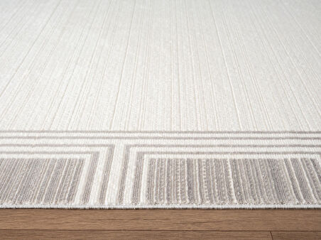 Fresco FC005G Gri Çerçeveli Halı Modern Desen 100 Tarak Viskon Parlak Yumuşak İpek Serisi