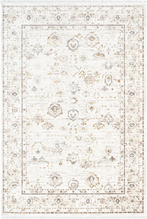 Etro ET003A Krem Klasik Modern Çerçeveli Etnik Desen Parlak Ağır Salon Halısı İpek Serisi