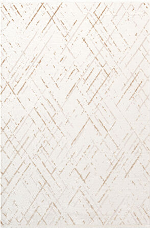 Icon IC003S Krem Modern Gold Detaylı Akrilik Pamuk Tabanlı Salon Koridor Mutfak 4 Mevsim Halı