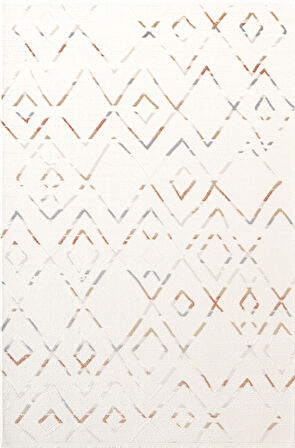 Icon IC006R Krem Renkli Geometrik Modern Desenli Pamuk Tabanlı Akrilik 4 Mevsim Salon Halısı