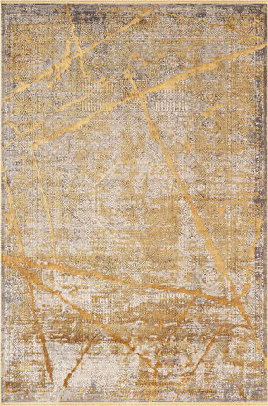 Art AT001S Sarı Halı Modern Desen Triko Akrilik  Viskon Boyama Yüksek Sıklık Ipek Serisi