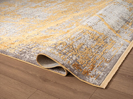 Art AT001S Sarı Halı Modern Desen Triko Akrilik  Viskon Boyama Yüksek Sıklık Ipek Serisi