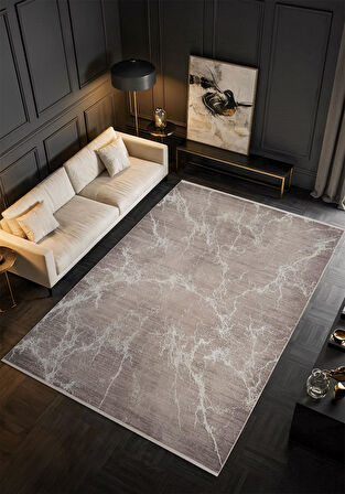 Art AT003A Gri Halı Modern Desen Triko Akrilik Viskon Boyama Yüksek Sıklık Ipek Serisi