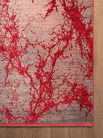 Art AT003J Kırmızı Halı Modern Desen Triko Akrilik Viskon Boyama Yüksek Sıklık Ipek Serisi