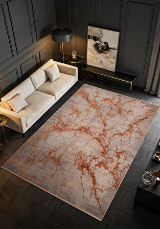 Art AT003T Kiremit Halı Modern Desen Triko Akrilik Viskon Boyama Yüksek Sıklık Ipek Serisi