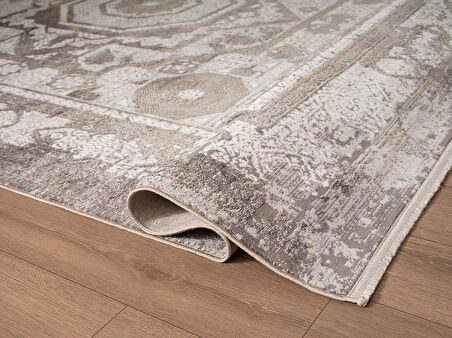 Art AT004G Gri Halı Modern Desen Triko Akrilik Viskon Boyama Yüksek Sıklık Ipek Serisi