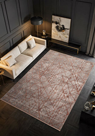 Art AT005P Gül Rengi Halı Modern Desen Triko Akrilik Viskon Boyama Yüksek Sıklık Ipek Serisi