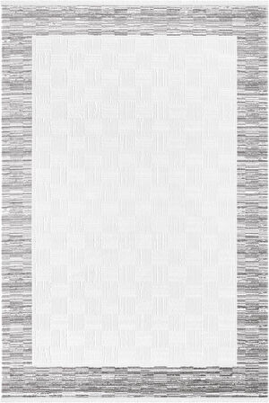 Jade JD003G Gri Halı Modern Çerçeve Desenli Triko Akrilik Pamuk Tabanlı Kaymaz Yumuşak Salon Halısı