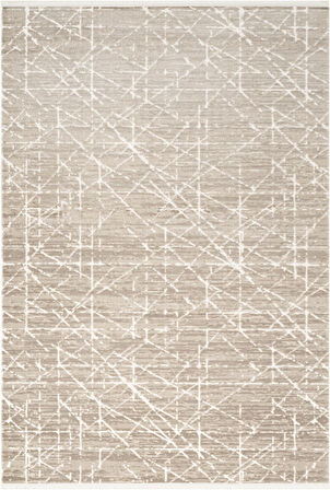 Jade JD012B Bej Halı Modern Geometrik Desenli Triko Akrilik Pamuk Tabanlı Kaymaz Salon Halısı