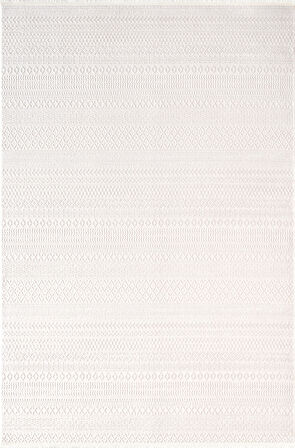 Jade JD015W Beyaz Halı İskandinav Desen Triko Akrilik Pamuk Tabanlı Kaymaz Salon Yatak Odası Halı