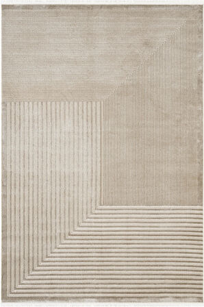 Jade JD016B Bej Halı Modern Geometrik Desenli Triko Akrilik Pamuk Tabanlı Kaymaz Salon Halısı