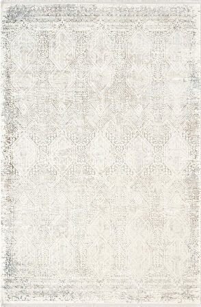  Zenith ZN027W Krem Modern Klasik Desen Parlak Yumuşak Kadife İnce Kaymaz Tabanlı Halı