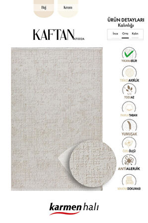 Kaftan Kf002a Bej Halı Kabartma Desenli Akrilik Halı Tozuaz Salon Halısı Yatak Odası Halısı Koridor
