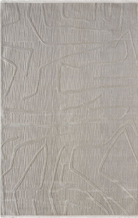 Sümer SM014G Gri Rengi Halı Çizgi Desenli Dekoratif Modern Antialerjik Salon Mutfak Halısı