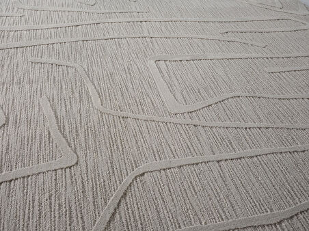 Sümer SM014G Gri Rengi Halı Çizgi Desenli Dekoratif Modern Antialerjik Salon Mutfak Halısı