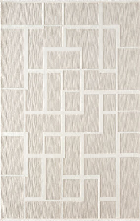 Sümer Sm015a Krem Renkli Halı Çizgi Desenli Dekoratif Modern Antialerjik Salon Mutfak Halısı