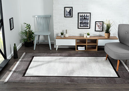 Trend 4101 Gri Oval Akrilik Pamuk Yumuşak Modern Mutfak Yatak Odası Salon Oturma Odası Halısı