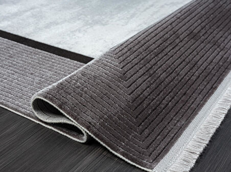 Trend 4101 Gri Oval Akrilik Pamuk Yumuşak Modern Mutfak Yatak Odası Salon Oturma Odası Halısı