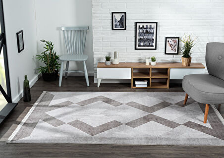 Trend 4102 Gri Akrilik Pamuk Yumuşak Modern Mutfak Yatak Odası Salon Oturma Halısı