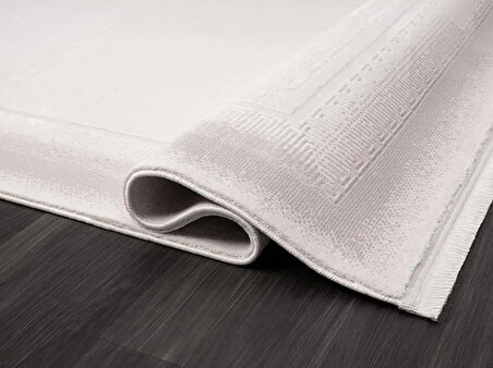 Truva Tv012a Bej Halı Kenar Çerçeveli Kalın Akrilik Tozuaz Modern Salon Halısı Yatak Odası Koridor