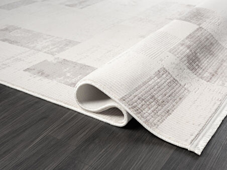 Truva Tv035k Krem Rengi Halı Bej Geometrik Detaylı Akrilik Yumuşak Modern Salon Halısı