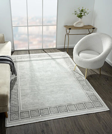 Zenith Zn001a Gri Halı Antrasit Kenar Çerçeveli Modern Parlak Yumuşak Kadife Ince Antialerjik Salon
