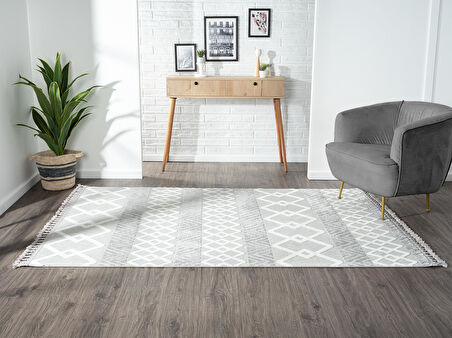 Sümer Sm003a Gri Halı Iskandinav Desen Dekoratif Modern Tozuyok Antialerjik Salon Halısı Koridor