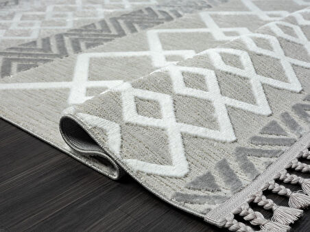 Sümer Sm003a Gri Halı Iskandinav Desen Dekoratif Modern Tozuyok Antialerjik Salon Halısı Koridor