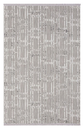 Sümer Sm007a Gri Halı Geometrik Desen Dekoratif Modern Tozuyok Antialerjik Salon Yatak Odası Koridor