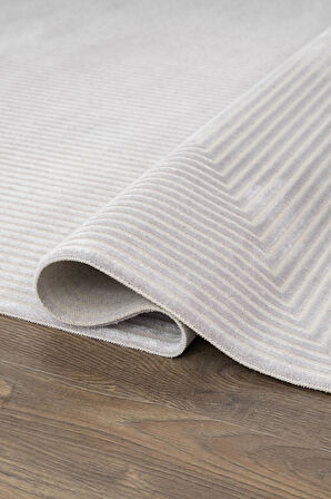 Trend TR011A Gri Halı Geometrik Detaylı Akrilik Yumuşak Salon Halısı Oturma Odası Halısı