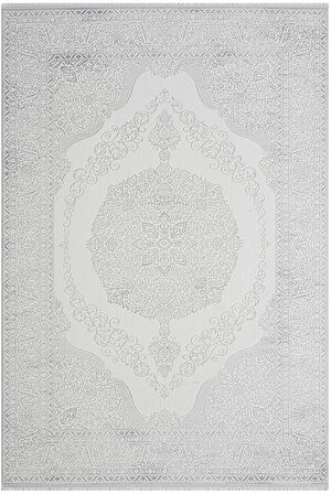 Zenith Zn005a Gri Halı Antrasit Detaylı Göbekli Modern Yumuşak Kadife Ince Antialerjik Salon Halısı