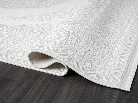 Zenith Zn005a Gri Halı Antrasit Detaylı Göbekli Modern Yumuşak Kadife Ince Antialerjik Salon Halısı