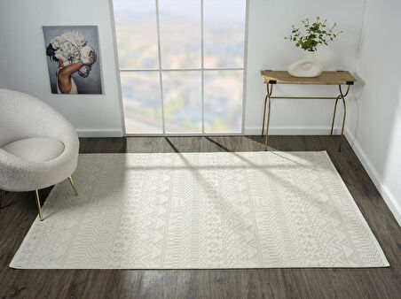 Zenith Zn010a Gri Halı Etnik Desenli Modern Parlak Yumuşak Kadife Ince Antialerjik Salon Koridor