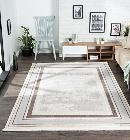 Trend Tr003s Oval Bej Akrilik Pamuk Modern Yumuşak Mutfak Yatak Odası Salon Oturma Odası Halısı