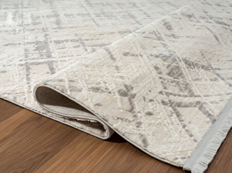 Kaftan Kf004g Gri Halı Kabartma Desenli Akrilik Halı Tozuaz Salon Halısı Yatak Odası Halısı Koridor