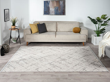 Kaftan Kf004g Gri Halı Kabartma Desenli Akrilik Halı Tozuaz Salon Halısı Yatak Odası Halısı Koridor