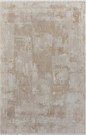 Merit Mr003s Krem Halı Gold Detaylı Ince Yumuşak Akrilik Tozuaz Modern Salon Halısı Koridor Halısı
