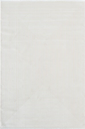 Merit MR009A Krem Halı Geometrik Detaylı İnce Yumuşak Akrilik Modern Salon Oturma Odası Halısı