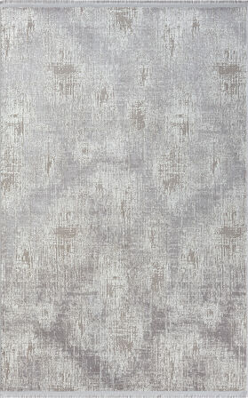 Lotus 8557 Açık Gri Halı Gri Detaylı Modern Ince Akrilik Tozuaz Salon Halısı Yatak Odası Koridor