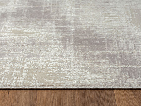 Lotus 8557 Açık Gri Halı Gri Detaylı Modern Ince Akrilik Tozuaz Salon Halısı Yatak Odası Koridor