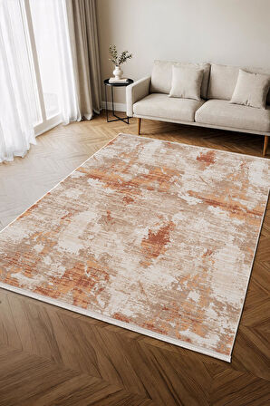 İndigo ID008T Beyaz Kahve Modern Desen Akrilik İplik Tozuaz Pamuk Taban Salon Mutfak Halısı